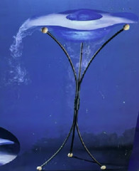NWOB Mystic Sky High Tech Humidifier Bowl Stand Blue MCM Glass Humidifier
