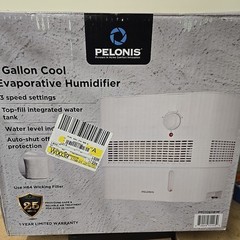 Pelonis 1 Gallon Cool Evaporative Humidifier White 3 Speed Settings