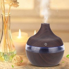 300ml Wood Grain USB Humidifier Colorful LED Night Light Mist Maker For Offic US