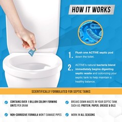 Septic Tank System Treatment Pods – 12 Dissolving Packets | Enzyme-Producing Liv