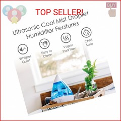 Crane Droplet Ultrasonic Small Air Humidifiers for Bedroom and Office, 0.5 Gallo