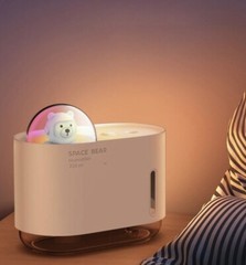 Space Bear Mini Humidifier Aromatherapy 300 ML Pink With Night Light Portable