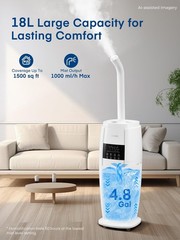 4.8Gal/18L Humidifier Large Room, Easy Top Fill Cool Mist Tower Humidifiers Q…