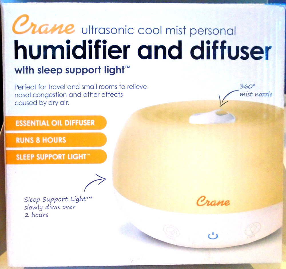 CRANE Cool Mist Humidifier W/Nightlight & Aroma Diffuser Covers 160 SQ. FT.
