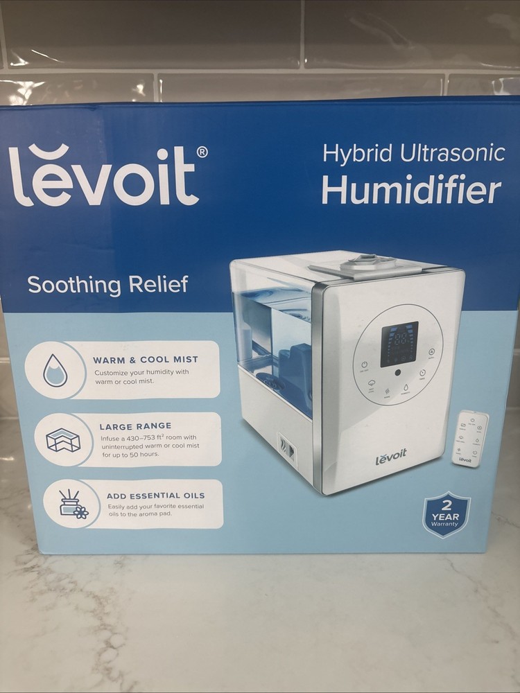 LEVOIT LV600HH Hybrid Ultrasonic Humidifier WHITE 6L w/Remote & Manual Warm Mist