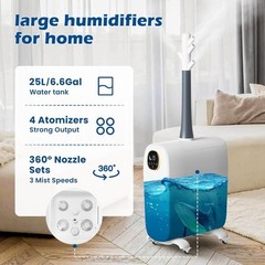 Lacodoll Humidifiers for Large Room, 6.6 Gal/25L 3000 Sq.ft Cool Mist