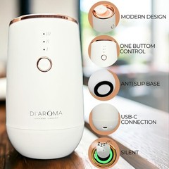 Di’Aroma Waterless Portable Aroma Oil Diffuser (White) Rechargeable USB White