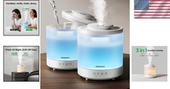 2-Pack 1.5L Cool Mist Humidifiers & Aromatherapy Diffuser – Whisper-Quiet Sleep