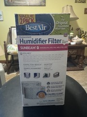 BestAir H62 Humidifier Filters 2-pack with Chlora-Clear for Sunbeam, Holmes, Etc