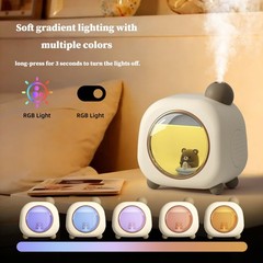 Portable Mini Humidifier, 500ML Cartoon Bear USB Mist Small Humidifier with C…