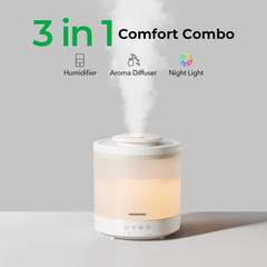 Small Humidifiers for Bedroom – 2 Packs 1.5L Cool Mist Top Fill Humidifier for B