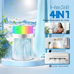 Mini Portable Air Conditioners Humidifier with 3 Speeds & 7 Colors Light, Quite