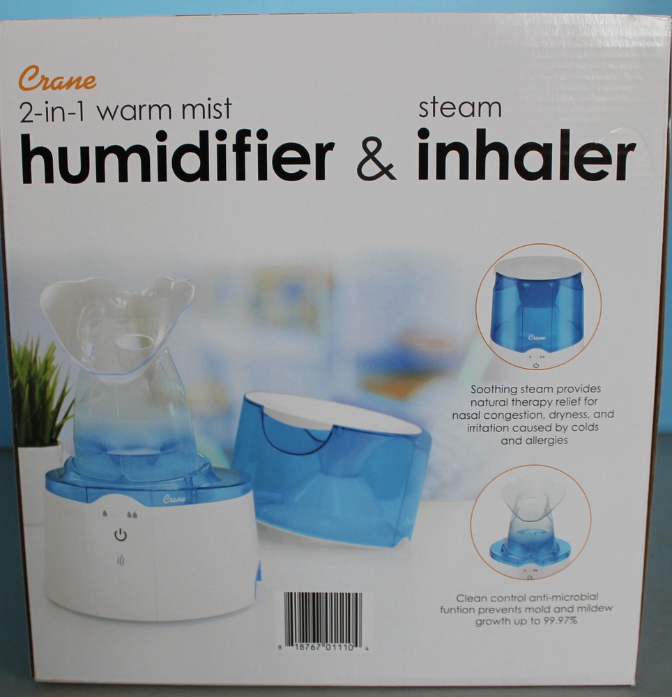 CRANE 2-in-1 Warm Mist Humidifier & Steam Inhaler • BRAND NEW