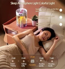 Mini Air Humidifier Double Spray Port USB Cool Mist Portable Quiet LED Light