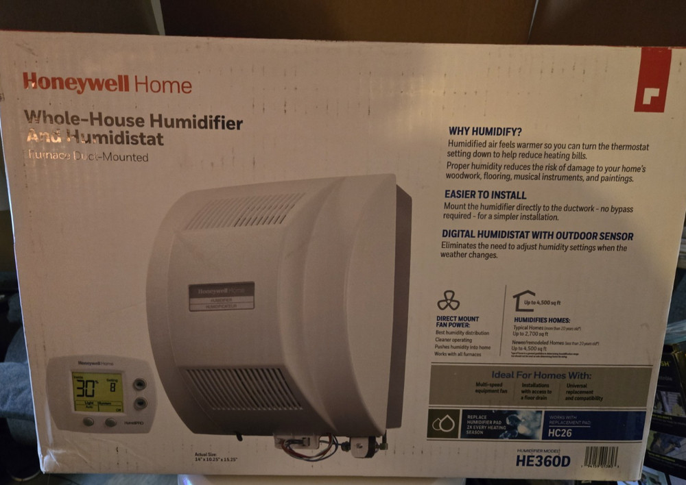 Honeywell Home HE360D Whole House Humidifier w/ HumidiPRO Thermostat