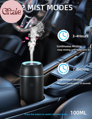 Car Diffuser for Essential Oils Portable Mini Ultrasonic Mist Humidifier 100Ml U