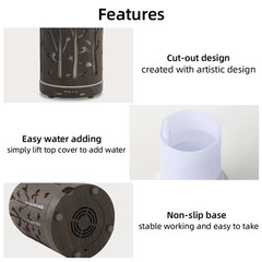 200ml Ultra Quiet Essential Oil Diffuser for Home 7 LED Light BPA-Free Bedroom