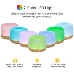 Essential Oil Diffuser 500ML Aromatherapy Diffuser Mist Humidifiers 7 Color LED