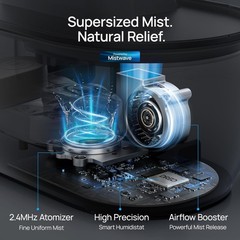 Smart bedroom humidifier: 4-litre large-capacity top-fill humidifier. Black