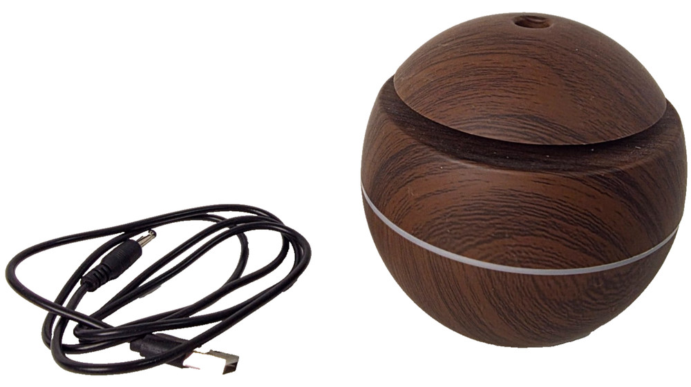 Mini Wood Grain USB Cool Mist Humidifier LED Sphere w/ Power Cord