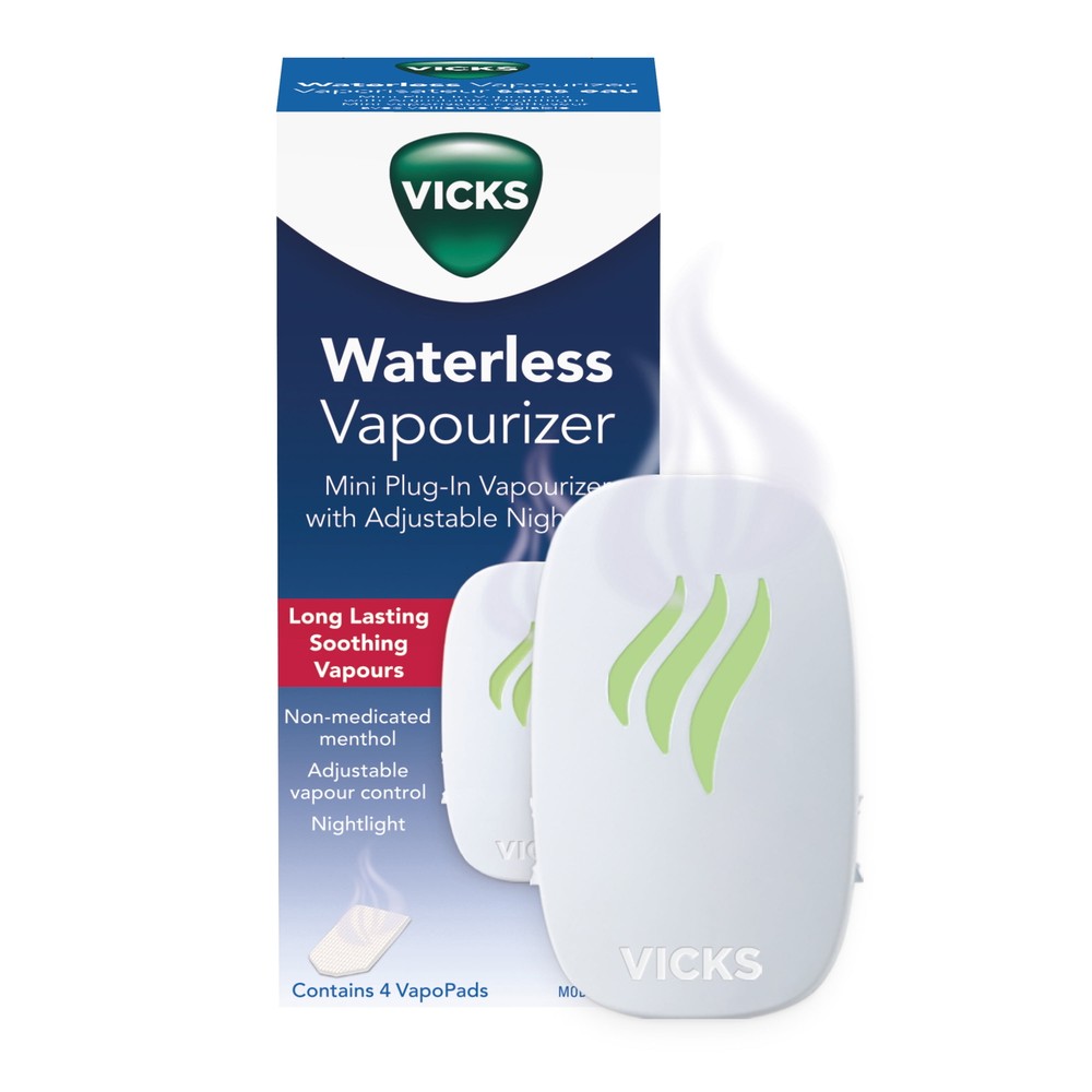 Vicks Plug-In Vaporizer Waterless with Nightlight, 100 Sq Ft