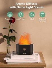 Essential Oil Diffuser, Air Humidifier with Flame Led Light – 7 Colors, 180mL