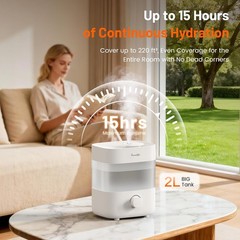 Humidifiers for Bedroom, 2L Tank for 15H, 20dB Quiet Mist Time, 7 Color Light