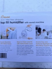 Crane EE-5301CW Drop Ultrasonic Cool Mist Humidifier – Clear & White
