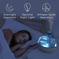 Mistaire Ultrasonic Cool Mist Humidifier – Quiet Air Humidifier for Bedroom, Nur