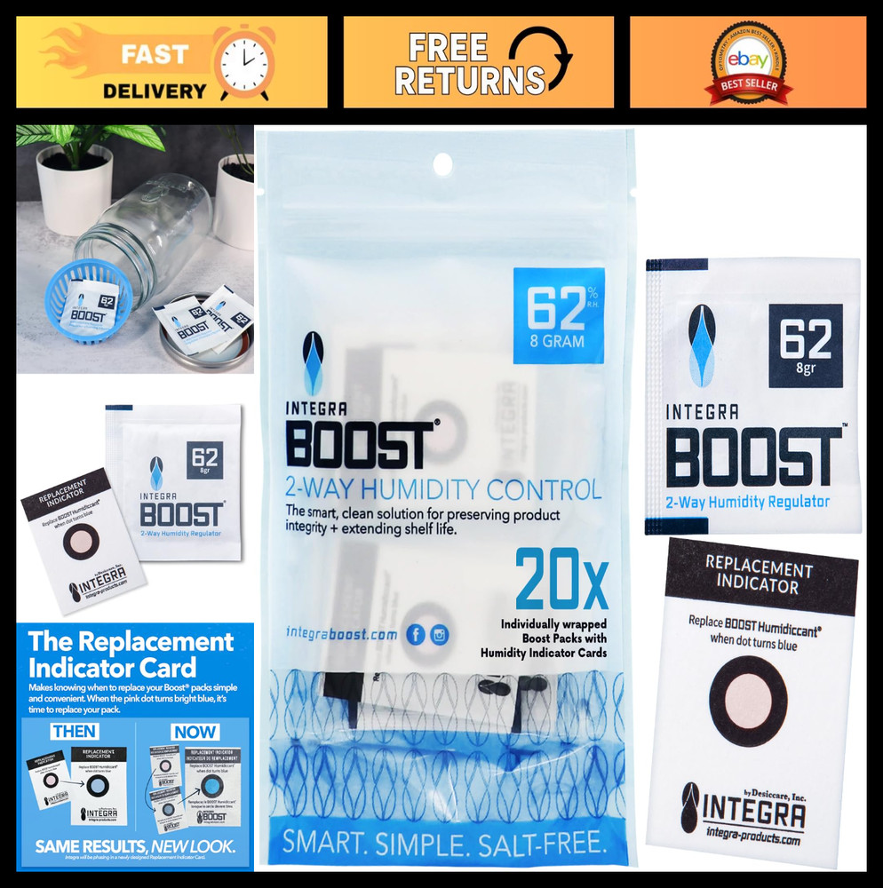 Humidity Control Pack – 2-Way Moisture Absorber for Herbs & Spices – 62% RH, 20