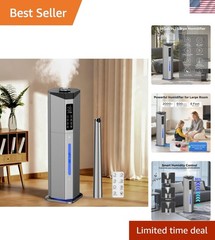 Whisper-Quiet 2.38 Gal Humidifier with Auto Rotation & Remote Control Features