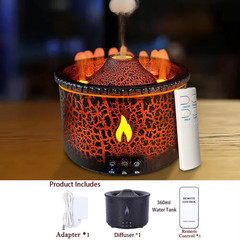 Volcanic Flame Humidifier Aroma Diffuser LED Night Light Smoke Ring Portable