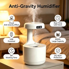 Humidifiers for Bedroom,800ml Anti-Gravity Digital with LED Display for Office,l