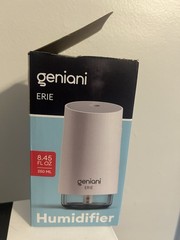 Geniani ERIE Mini Humidifier Travel 250ml Cool Mist USB White