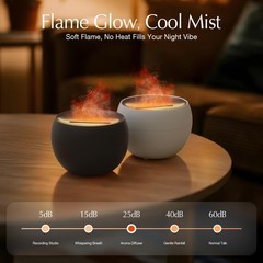 SALKING 2 Pack Flame Essential Oil Diffusers for Home, 150ml White + Black
