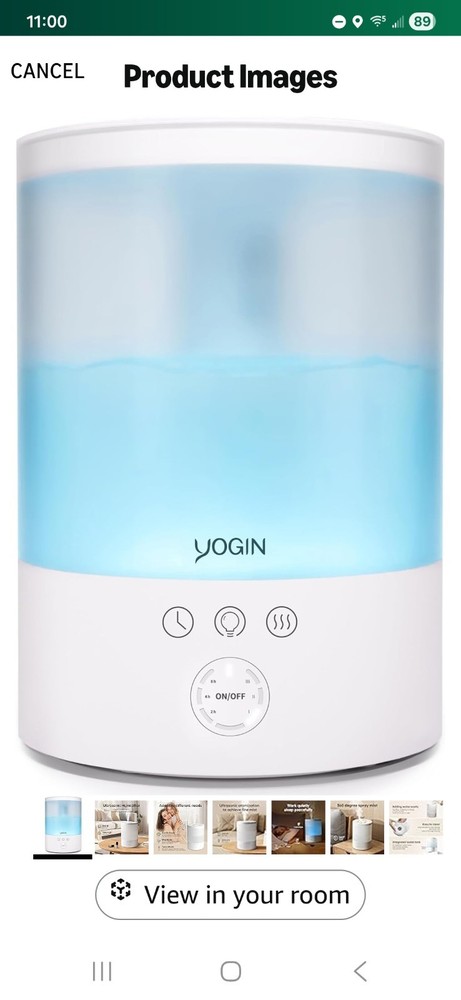 Humidifiers for Bedroom Large room,Top fill 2.5L Ultrasonic cool mist
