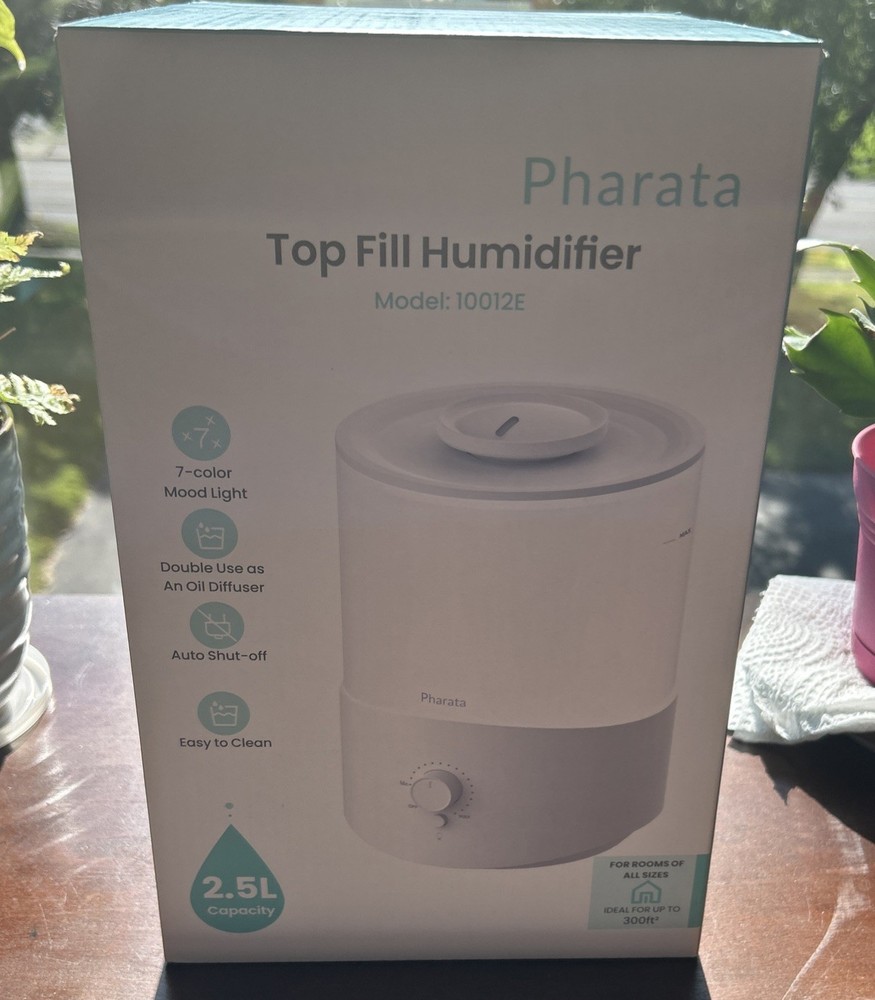 Pharata Model 10012E Cool Mist Humidifier Easy Clean White Brand New