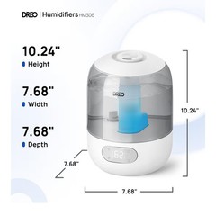 Dreo Humidifiers, 3L Top Fill 30H & 26dB Quiet Runtime Large Room