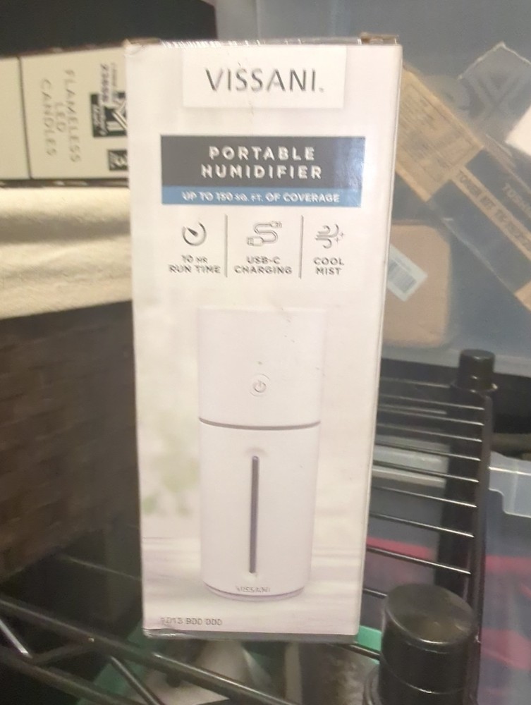Vissani Portable Humidifier USB-C Rechargeable w/ LED Accent Light-New in Box