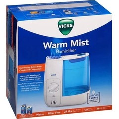 NEW IN BOX Vicks Warm Mist Humidifier Blue & White 1 Gallon, #VWM8451