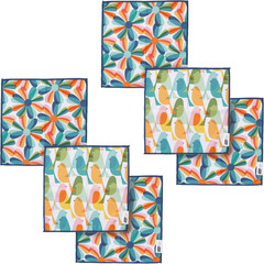 6-Piece Flowers & Birds Microfiber Dish Cloth Set – Mid-Century Modern Avian …