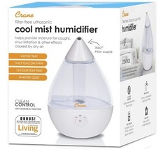 Crane Ultrasonic Teardrop Humidifier for Baby, Cool Mist, 0.5 Gallon, Clear