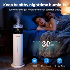 8L Ultrasonic Humidifier with Remote Control for Home & Office Use