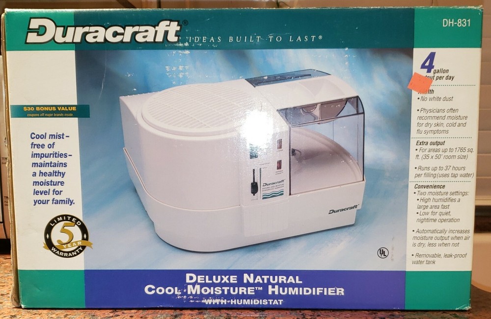 VINTAGE Duracraft DH-831 Deluxe Natural Cool Moisture Humidifier USED WORKING