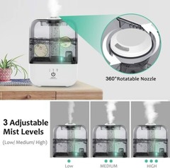 Humidificador ultrasónico de vapor frío de 4.5 l con boquilla ajustable y apagad