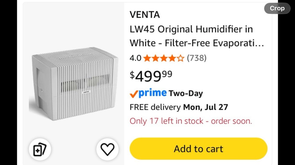 VENTA LW45 Original Humidifier 600ft NEW!