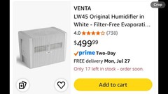 VENTA LW45 Original Humidifier 600ft NEW!