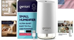 Compact 250mL Cool Mist Humidifier for Bedroom & Office – Night Light Included