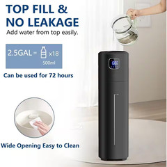 2.5 Gallon Ultrasonic Cool Mist Humidifier-Large Room Tower Air Humidifier, Quie