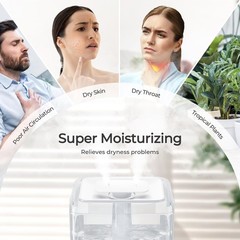 CHIVALZ Humidifiers for Bedroom, 6L Cool Mist 9.37 * 7.4 * 12.67 inch, White